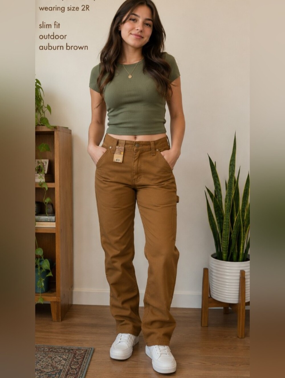 NWT Carhartt Women's Double  UTILITY PANTS BROWN SIZE 10 SHORT SLIM FIT OUTDOORS